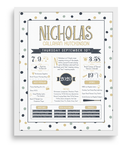 White Frame / Sandy Beige & Navy Print