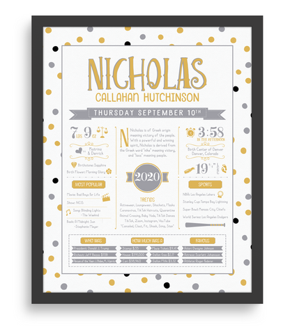 Black Frame / Gold & Gray Print