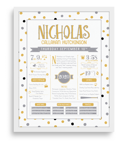 White Frame / Gold & Gray Print