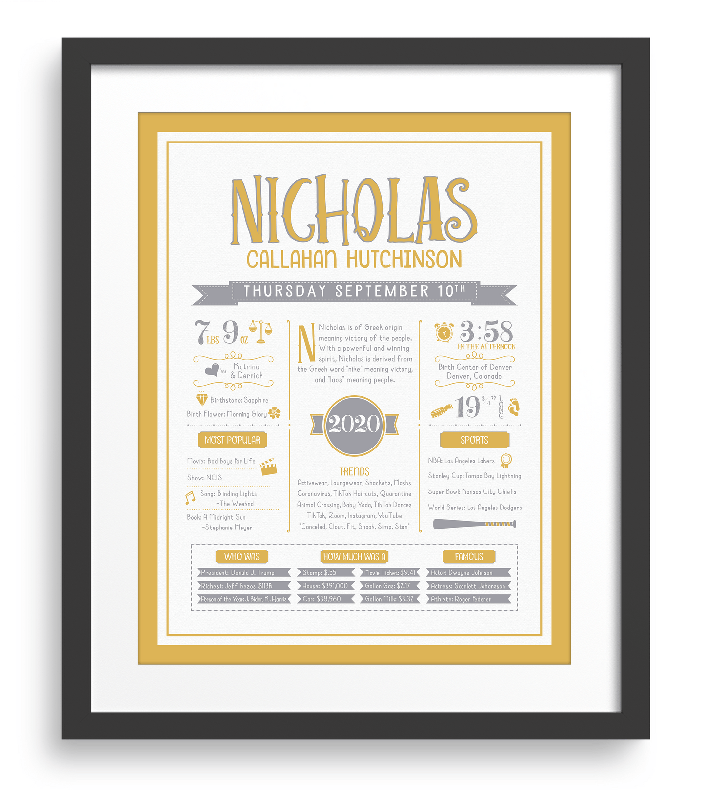 Black Frame / Gold & Gray Print