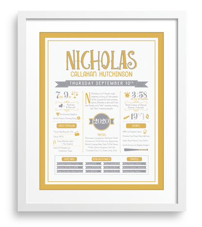 White Frame / Gold & Gray Print