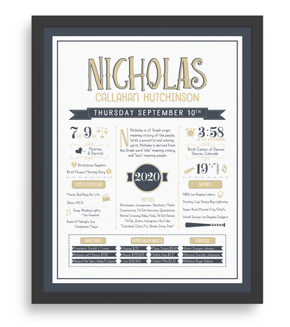 White Frame / Sandy Beige & Navy Print
