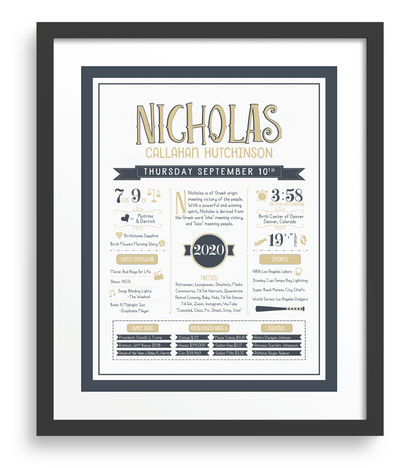 White Frame / Sandy Beige & Navy Print