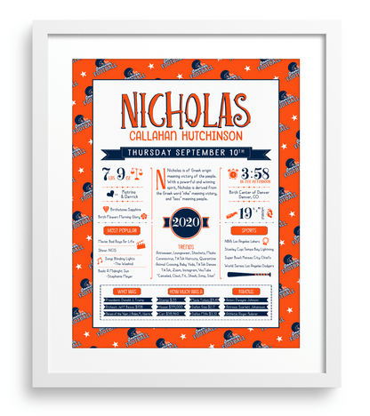 White Frame / Denver Broncos Print