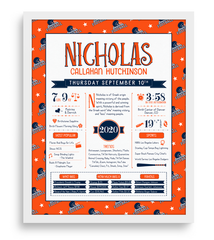 White Frame / Denver Broncos Print