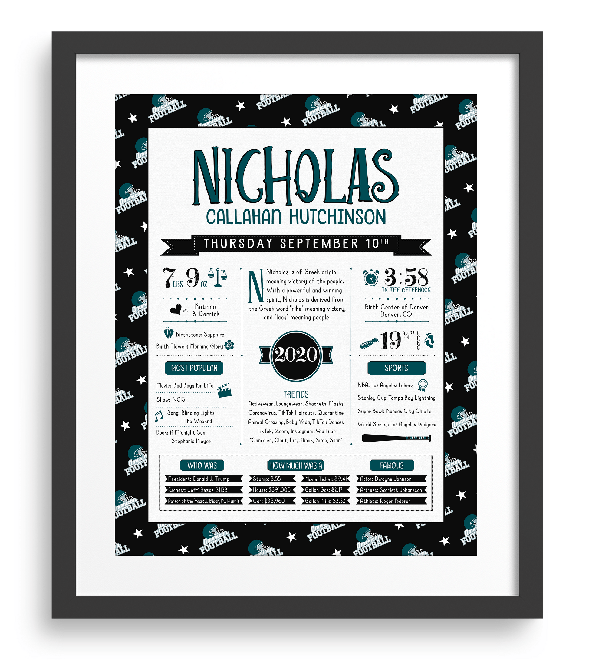 Black Frame / Philadelphia Eagles Print