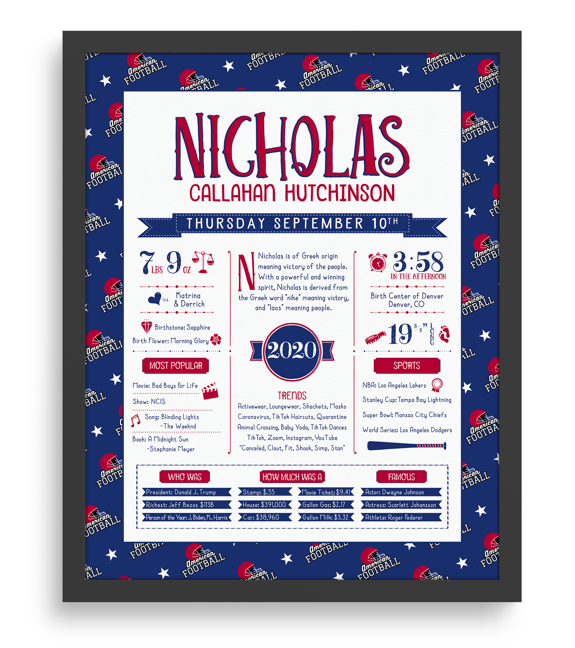 Black Frame / New York Giants Print