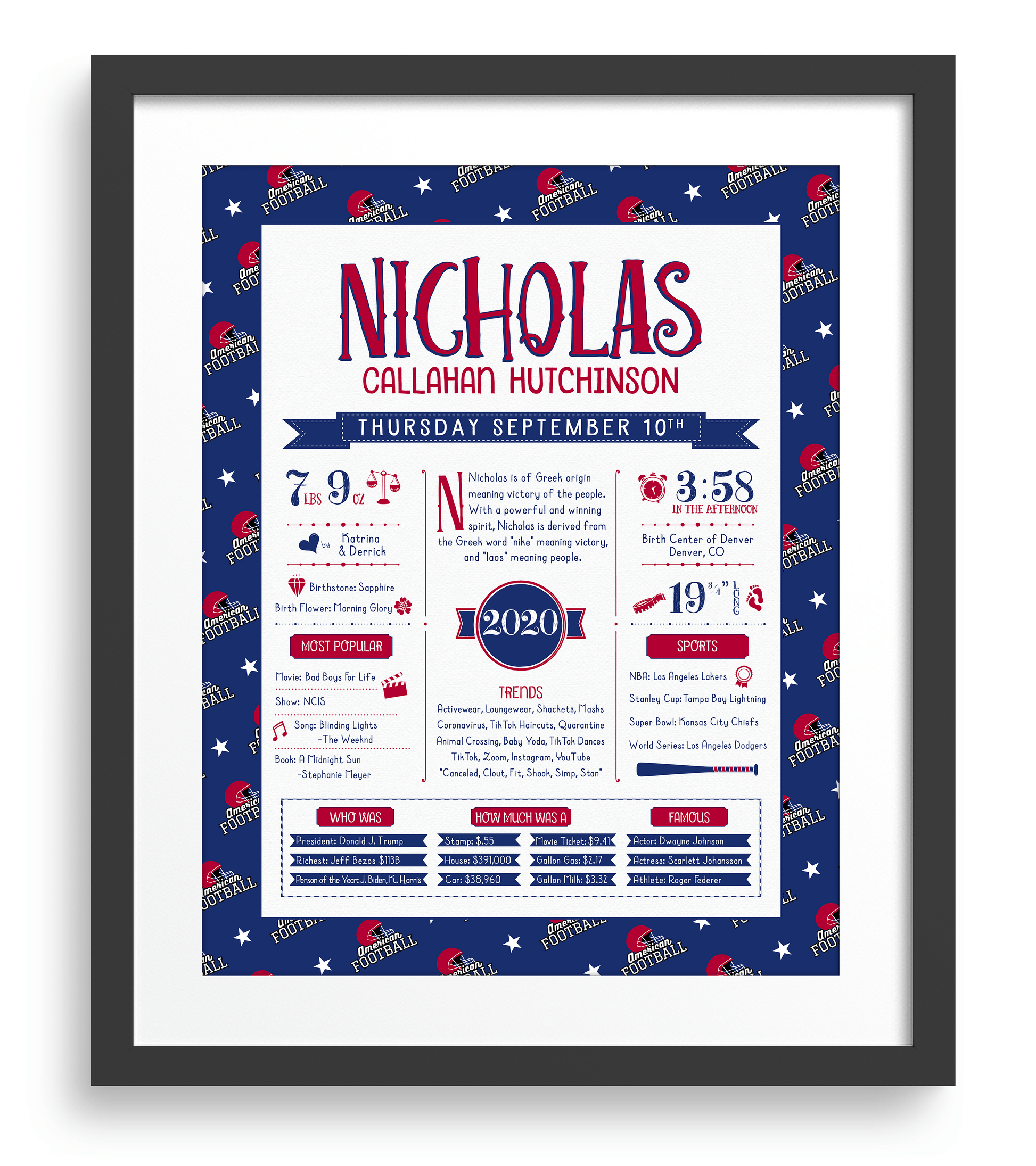 Black Frame / New York Giants Print