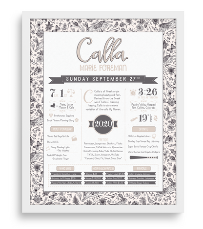 White Frame / Beige Print