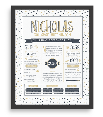 Black Frame / Sandy Beige & Navy Print
