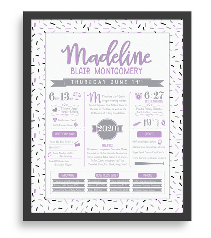 Black Frame / Purple & Gray Print