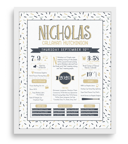 White Frame / Sandy Beige & Navy Print