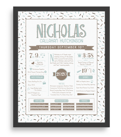 Black Frame / Mint Blue & Brown Print
