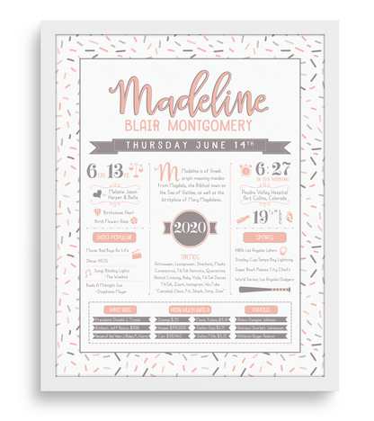 White Frame / Peach & Brown Print