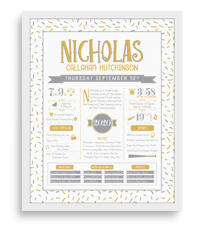 White Frame / Gold & Gray Print