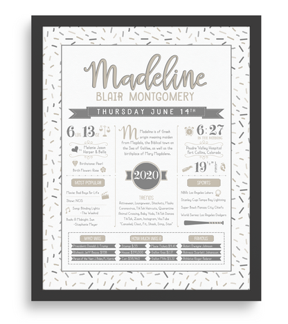 Black Frame / Gray & Beige Print