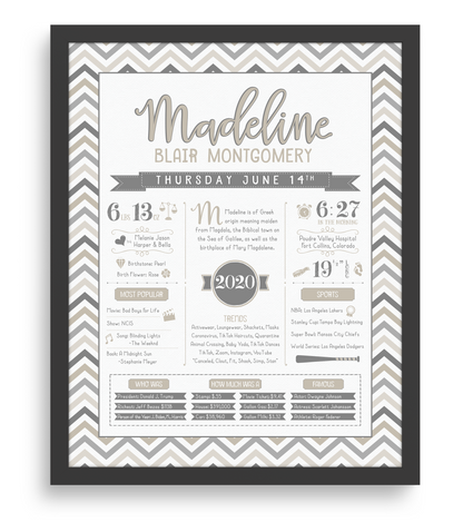Black Frame / Gray & Beige Print