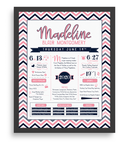Black Frame / Pink & Navy Print