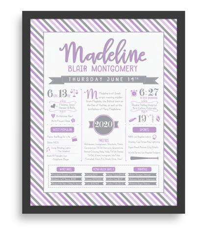 Black Frame / Purple & Gray Print