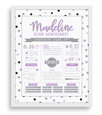 White Frame / Purple & Gray Print