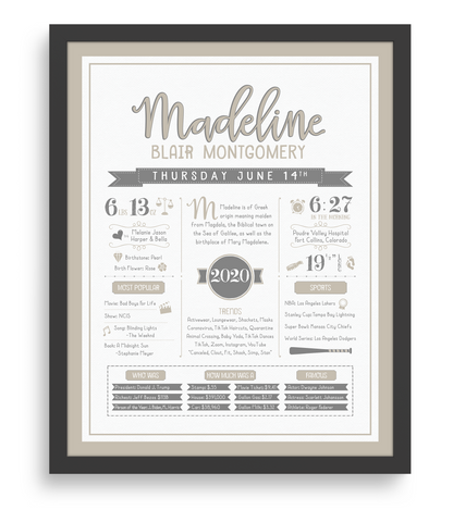 Black Frame / Gray & Beige Print