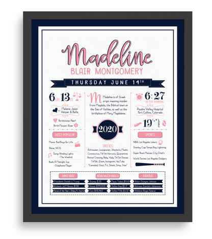 Black Frame / Pink & Navy Print