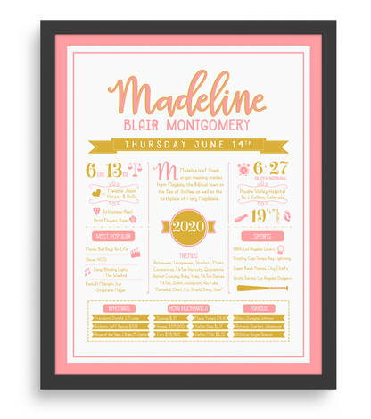 Black Frame / Pink & Gold Print