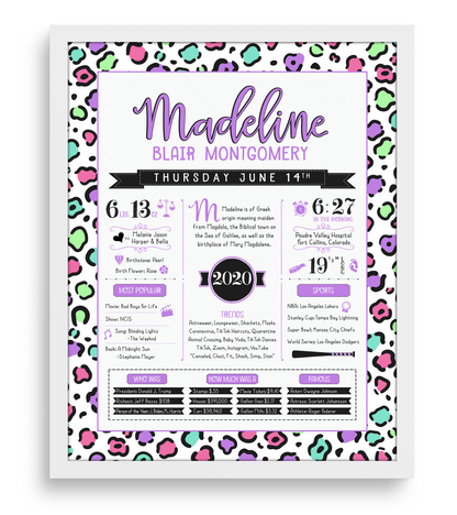 White Frame / Bright Multi Color Print
