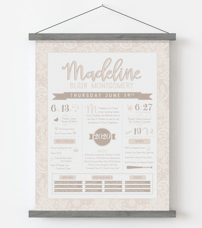 Gray Magnetic Frame / Beige Print