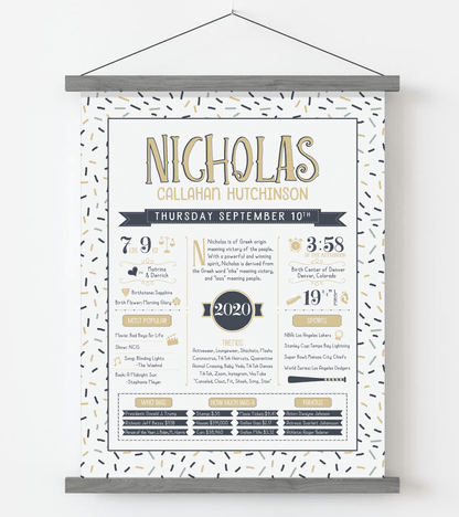 Gray Magnetic Frame / Sandy Beige & Navy Print