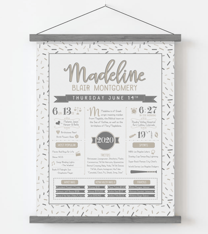 Gray Magnetic Frame / Gray & Beige Print