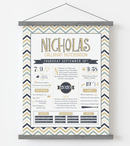 Gray Magnetic Frame / Sandy Beige & Navy Print