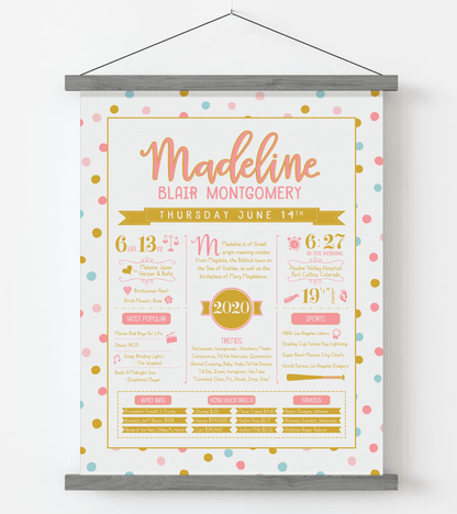 Gray Magnetic Frame / Pink & Gold Print