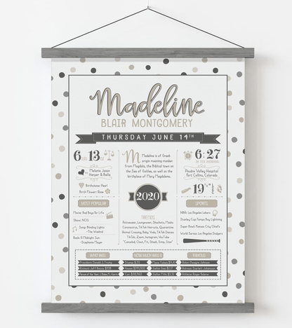 Gray Magnetic Frame / Gray & Beige Print