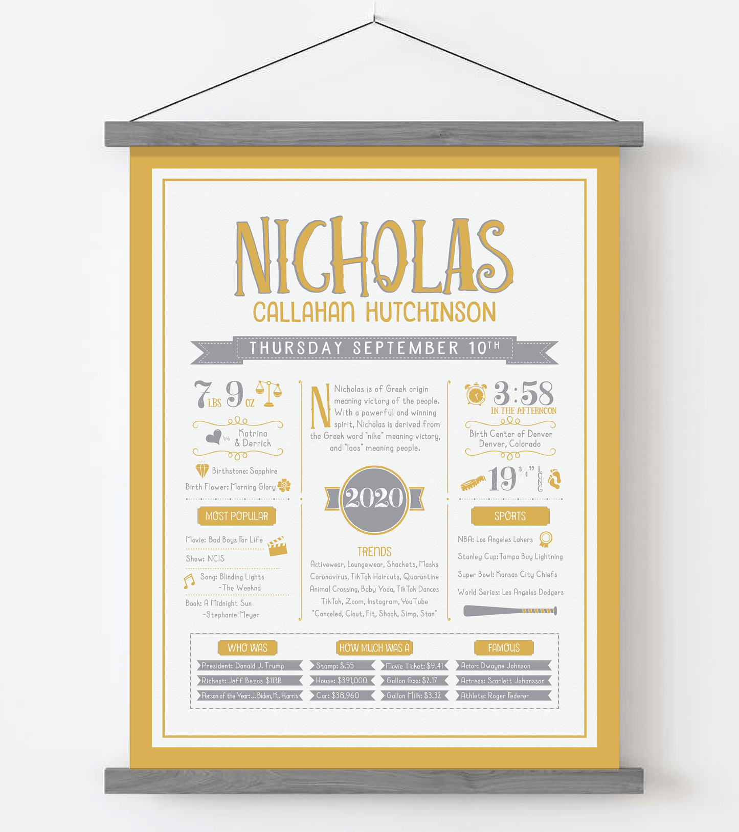 Gray Magnetic Frame / Gold & Gray Print