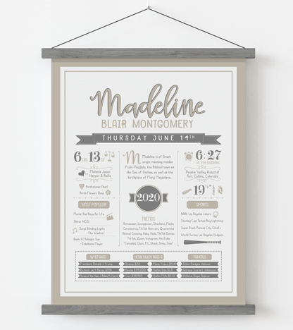 Gray Magnetic Frame / Gray & Beige Print