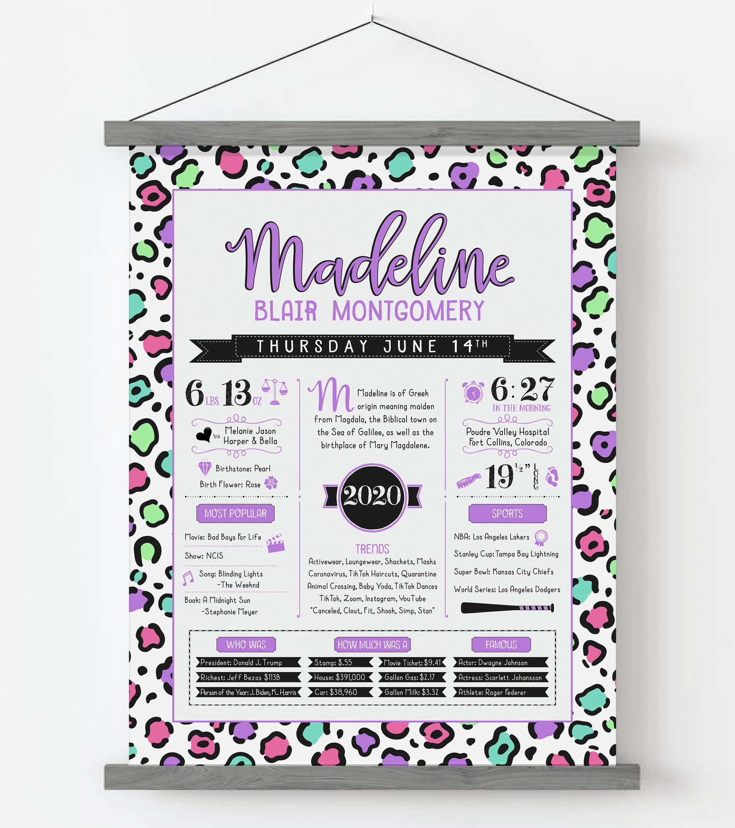 Gray Magnetic Frame / Bright Multi Color Print